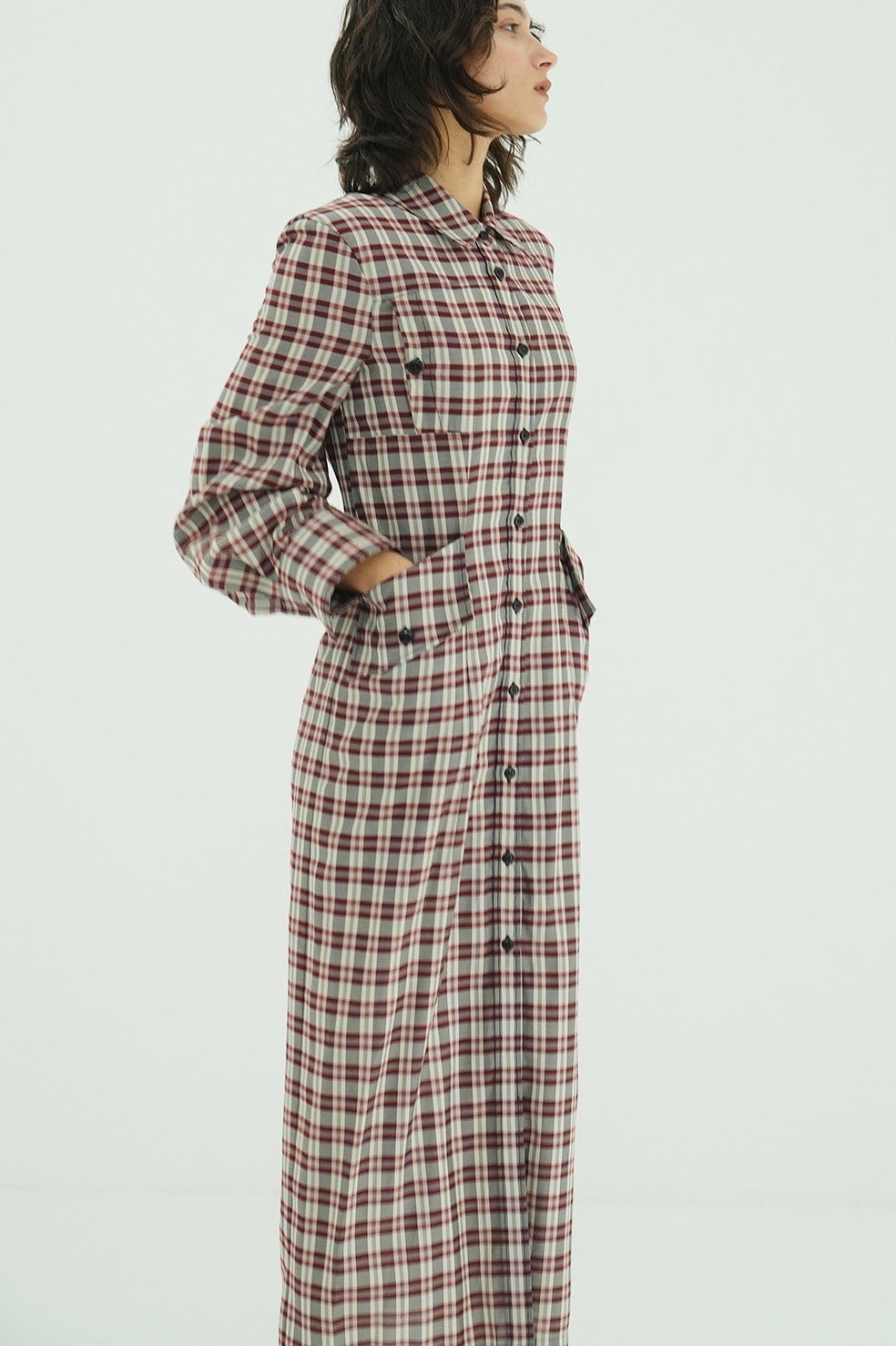 UP POCKET CHECK SHIRT ONEPIECE