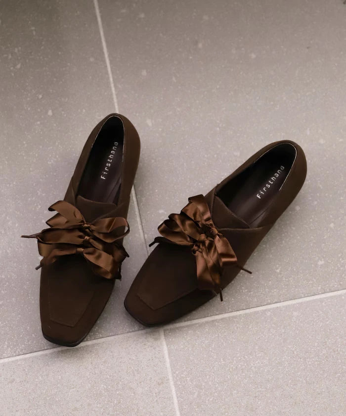 Suede-like Ribbon Lace-up Shoes (Available in sizes 22.5 to 24.5 cm)