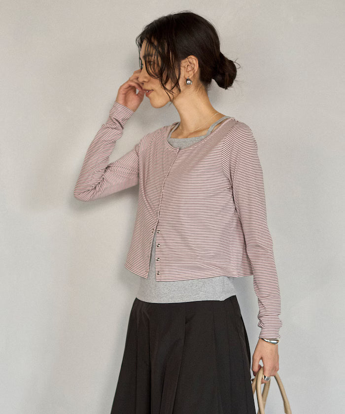 [February 12, 12:00 Release] Layered Set Top / Striped Cardigan & Camisole