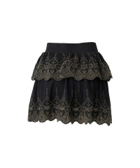 SKULL LACE Scalloped Embroidery Skirt
