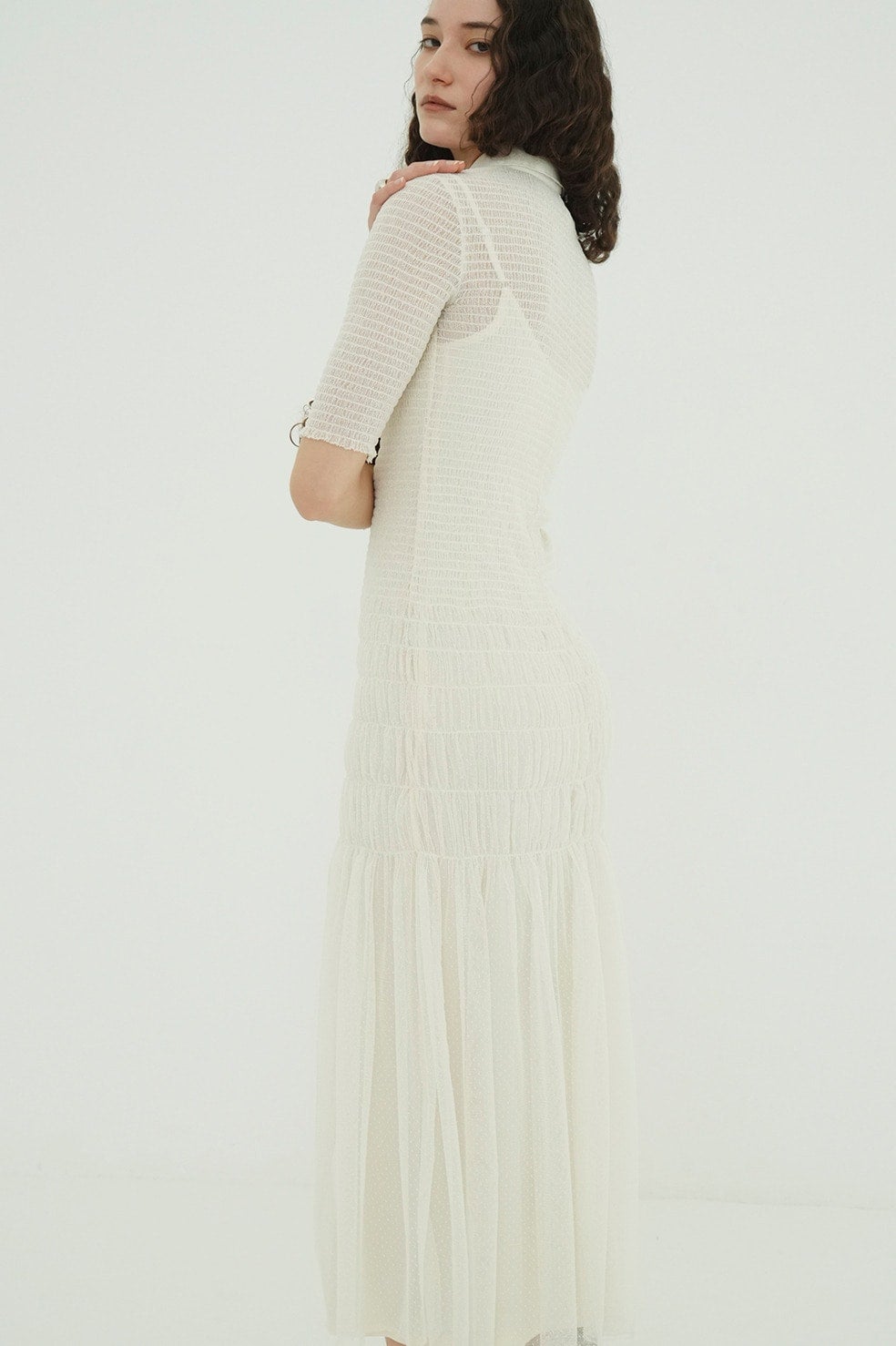 GATHERED MESH SHIRTS ONEPIECE