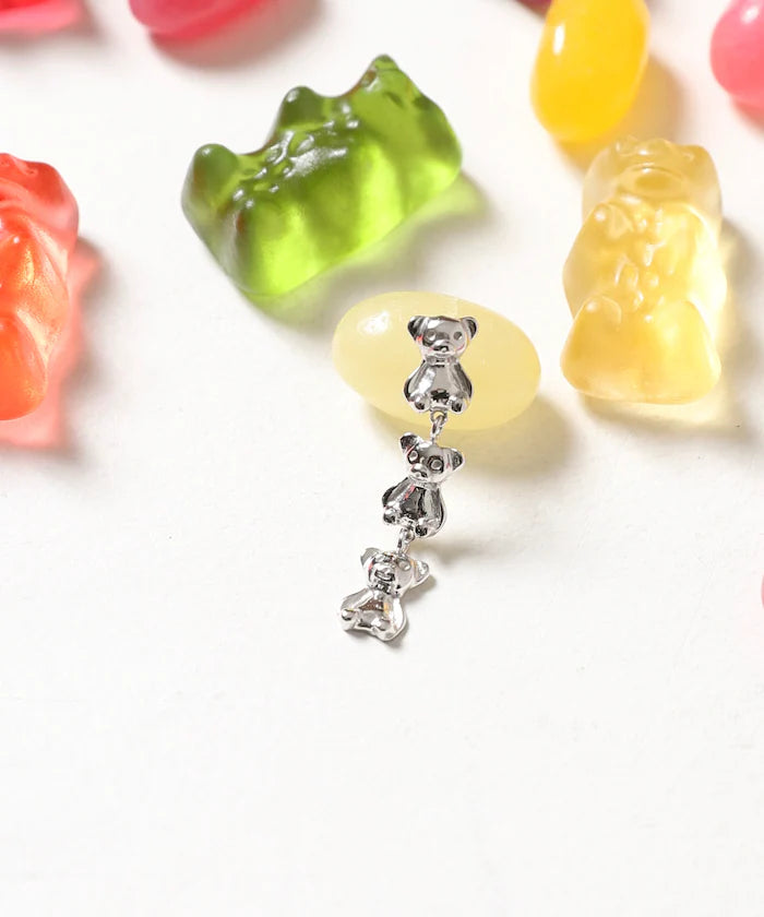 SILVER925 BEAR 3-Pair Earrings 【Limited Edition】/Single Ear