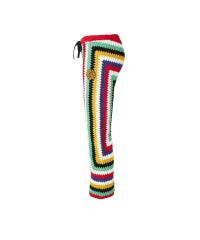 Flower Power Patch Three-Quarter Length Hand-Knit Pants