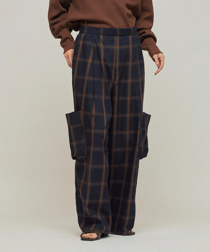 Ombre Check Easy Pants / Patch Pocket Wide Easy Pants