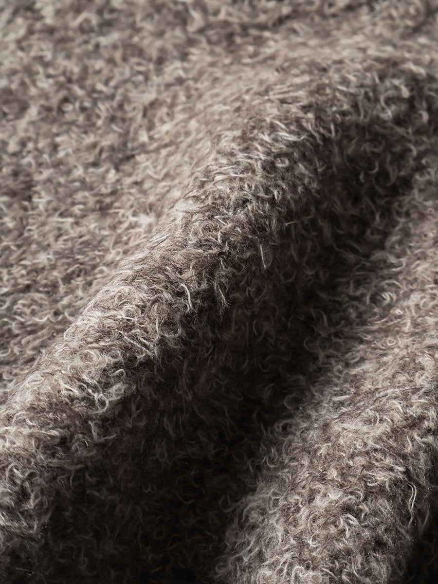3G Shaggy Knit High Neck Bib Poncho