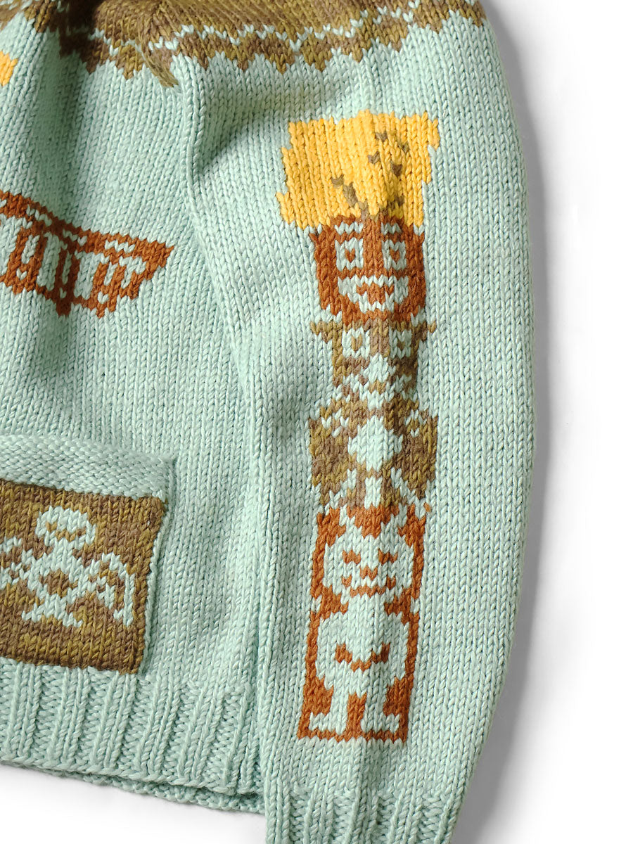 Hand Knit PECKISH Totem Pole ZIP Cardigan