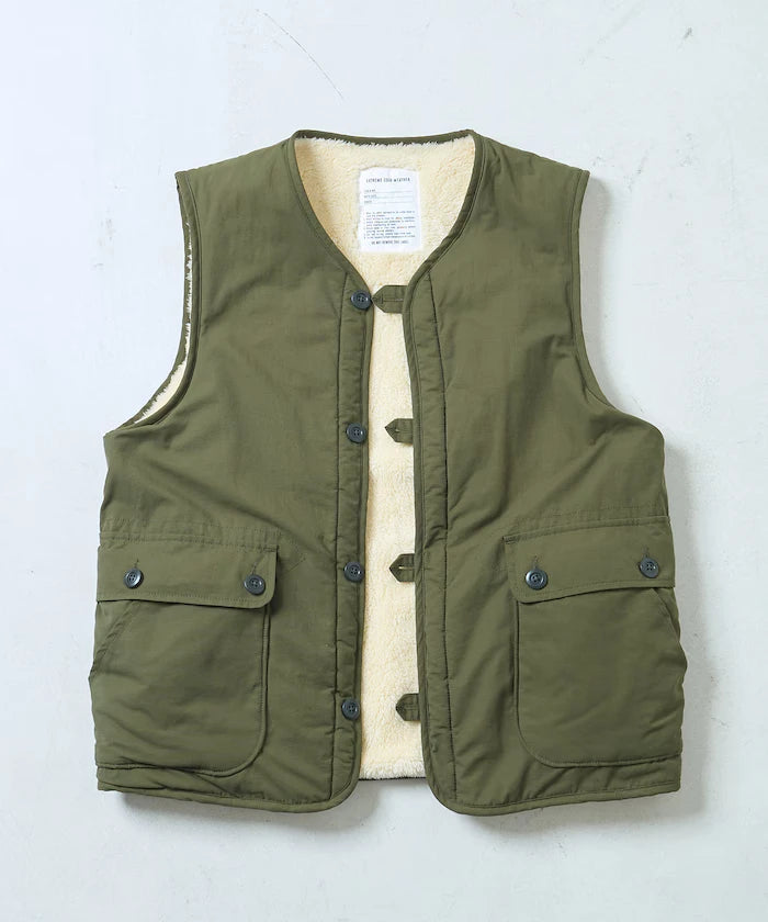 Cotton Nylon Twill Reversible Boa Vest