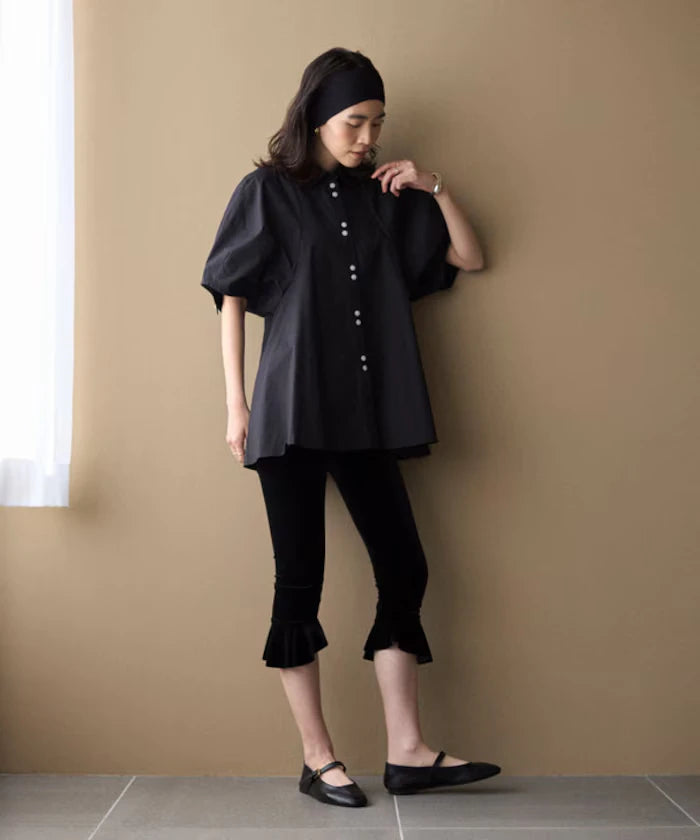 Switching Design Balloon Sleeve Shirt / 5-Minute Sleeve Blouse [Limited Edition]