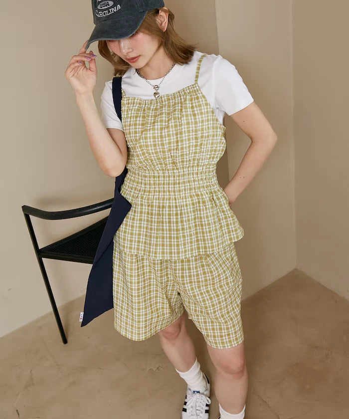 Shearling camisole x short pants set limited edition