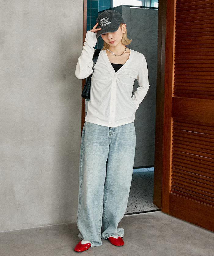 Layered-style V-neck cardigan limited edition