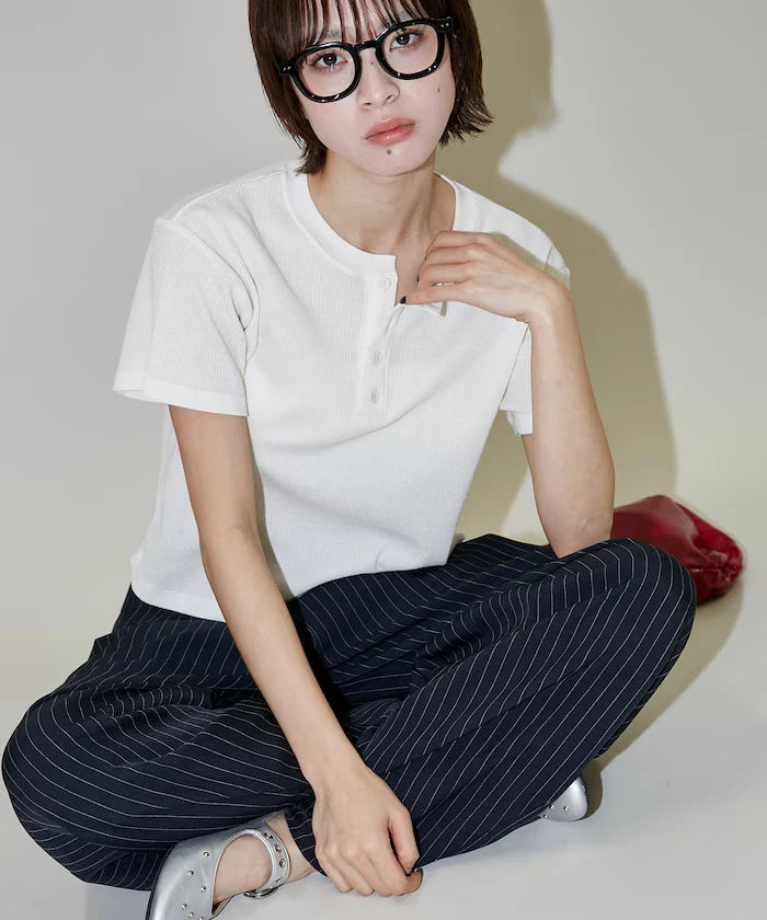 Light Waffle Henley Neck T-Shirt Limited Edition