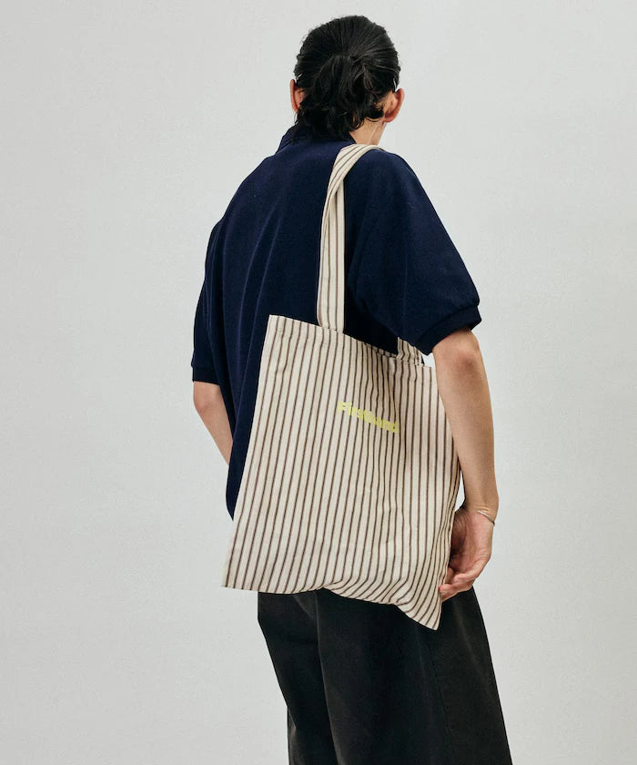 Stripe Print Canvas Tote Bag