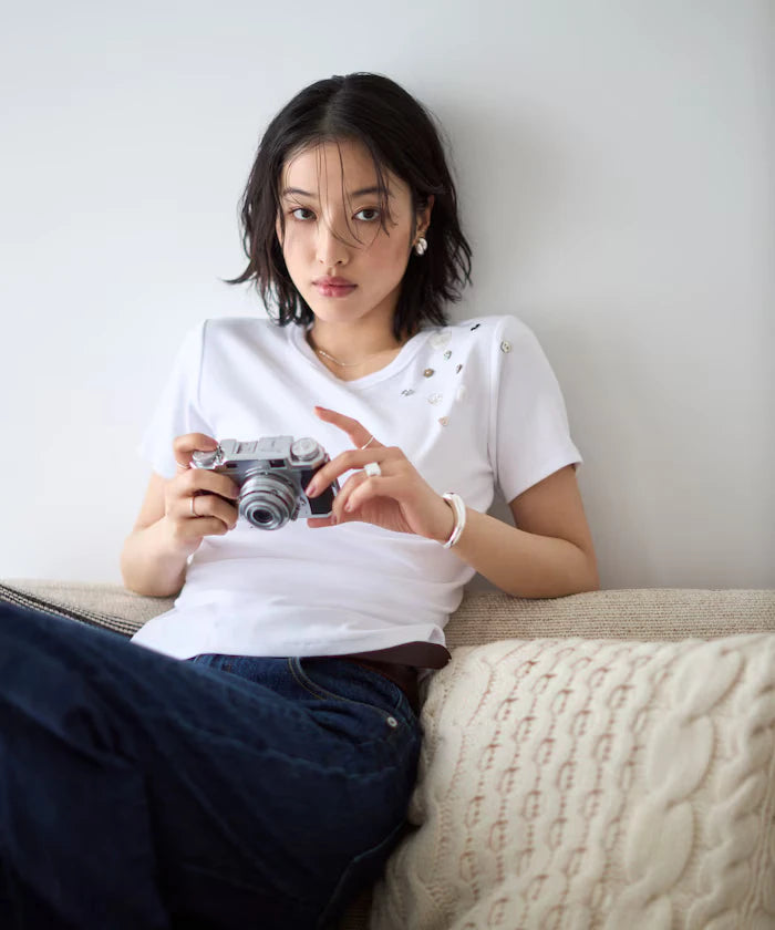Many Button Cotton Modal Short Sleeve T-Shirt