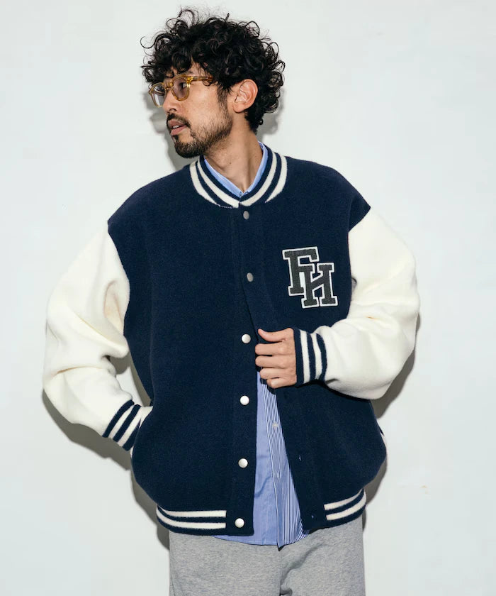 Relaxed Fit Logo Knit Varsity Jacket