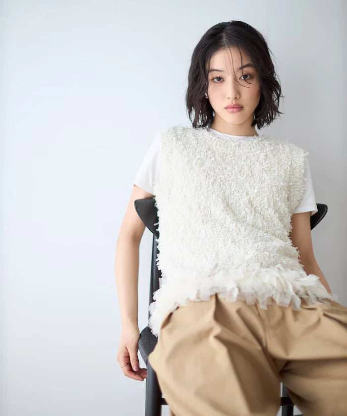 2WAY Fringe Hem Knit Vest