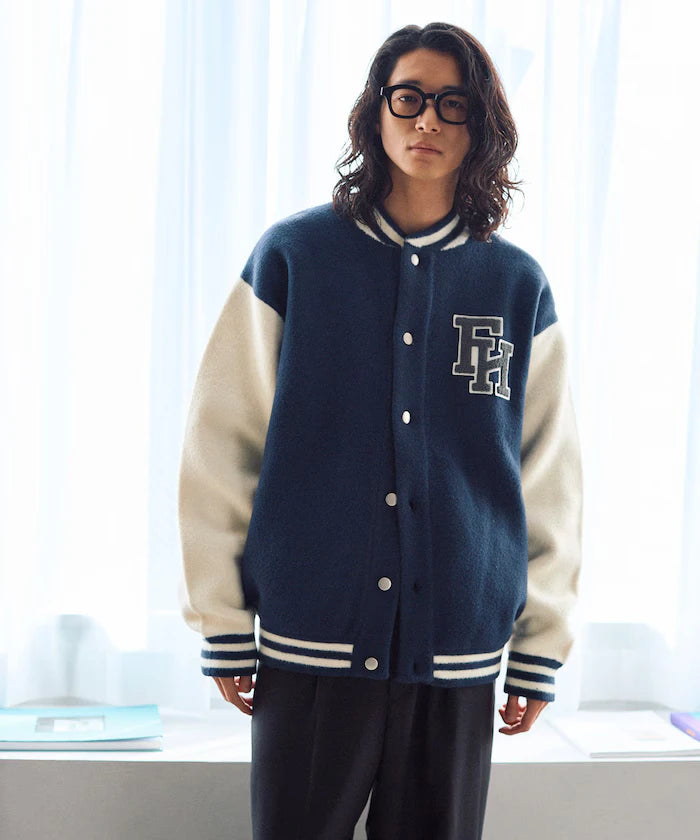 Relaxed Fit Logo Knit Varsity Jacket