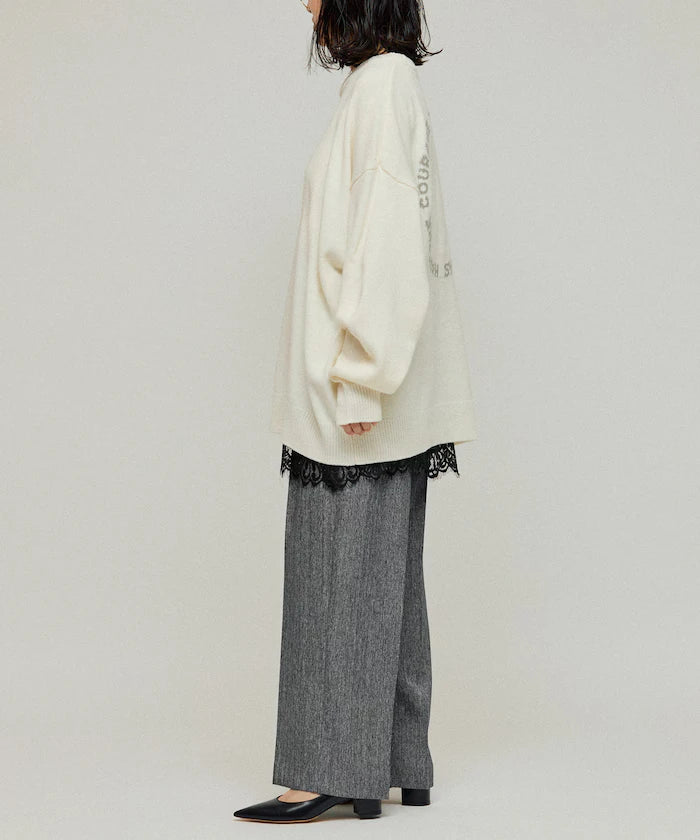 Lace Layered Slacks / Center Press Wide Slacks