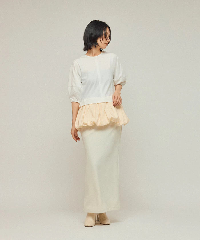 Organic Cotton Peplum Switch Top / 5-minute Sleeve T-Shirt