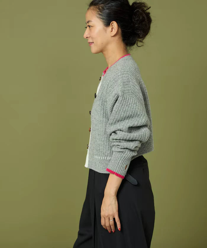 Short Length Color-block Knit Cardigan