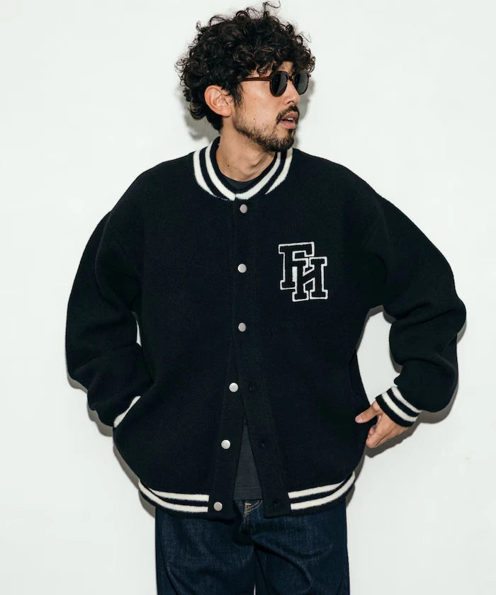 Relaxed Fit Logo Knit Varsity Jacket