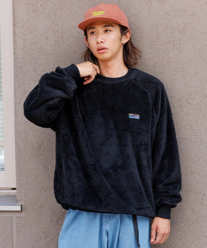 Relaxed Fit Raglan Sleeve Shaggy Fleece Pullover
