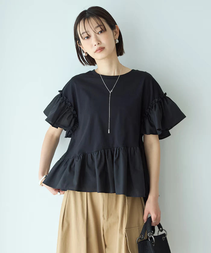 Organic Cotton Frill Sleeve T-shirt
