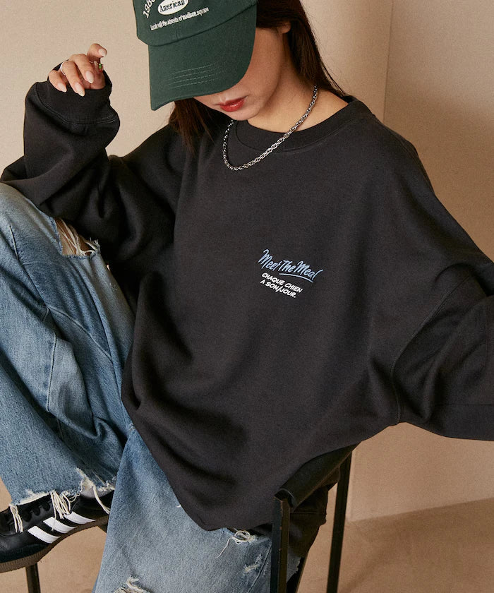 Sagara Embroidery French Bulldog Fleece-Lined Sweatshirt Limited Edition