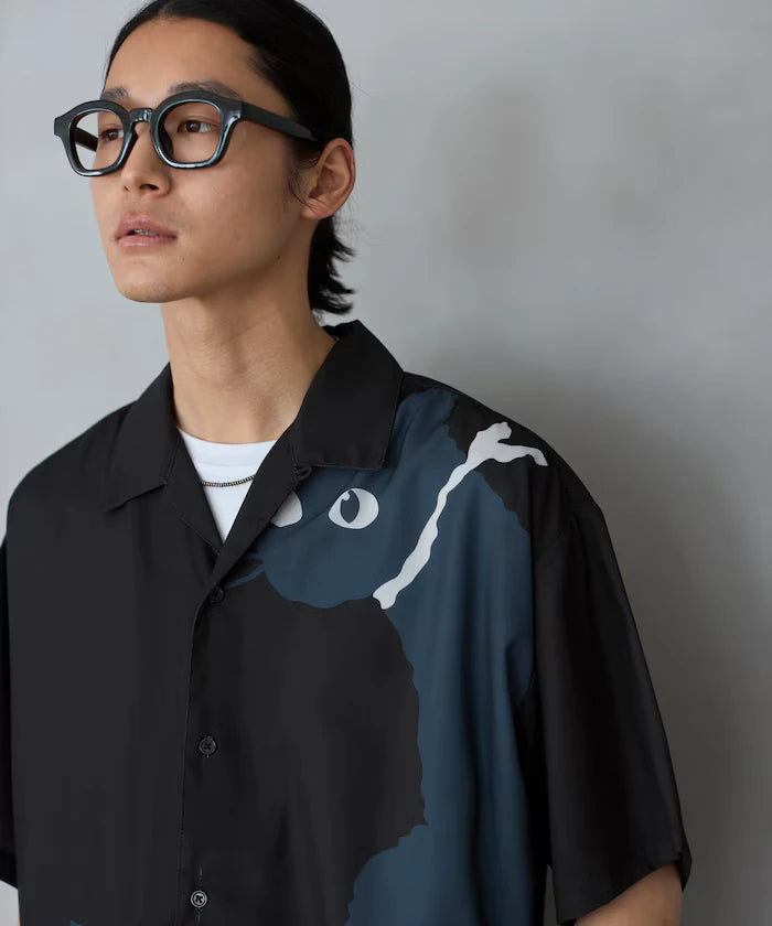 Open Collar Big Pattern Short Sleeve Shirt / Big Silhouette