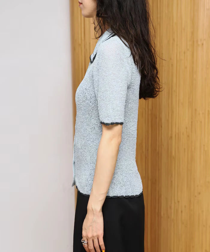 Color Embroidered Polo Collar Cardigan [Limited Edition]