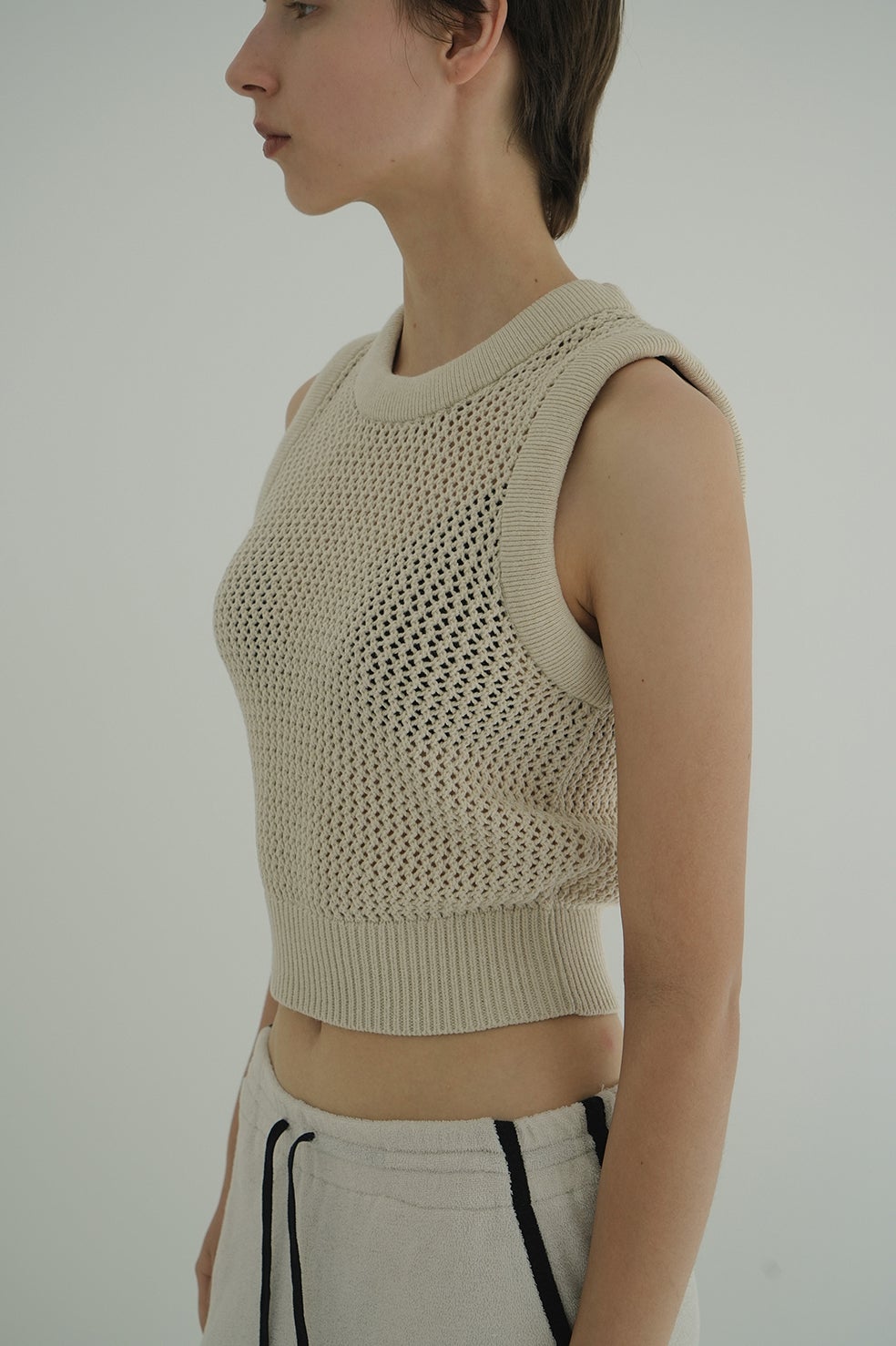 3D RIB MESH KNIT TOPS