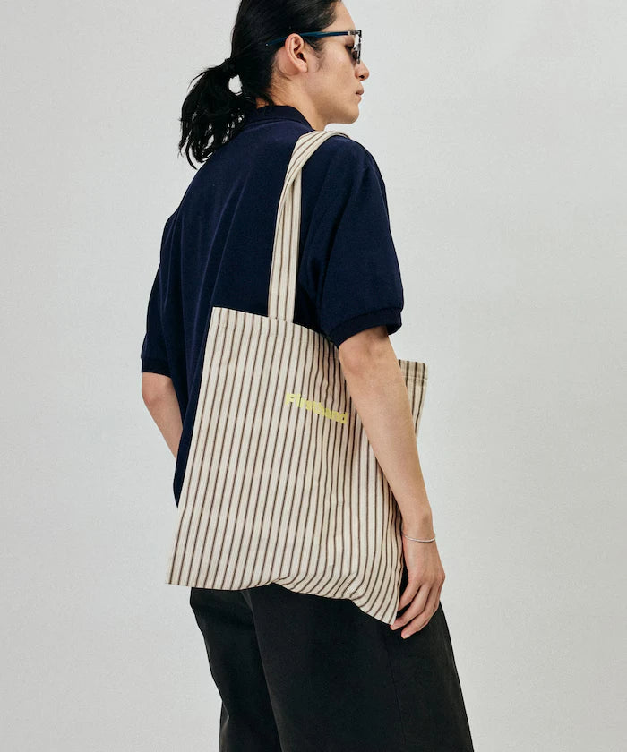 Stripe Print Canvas Tote Bag