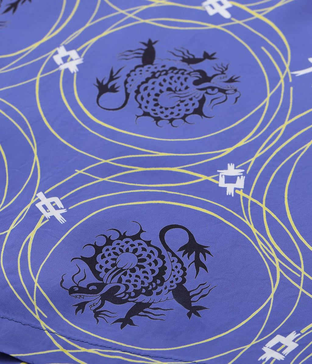 Rayon Hawaiian Shirt "Dragon Grid"