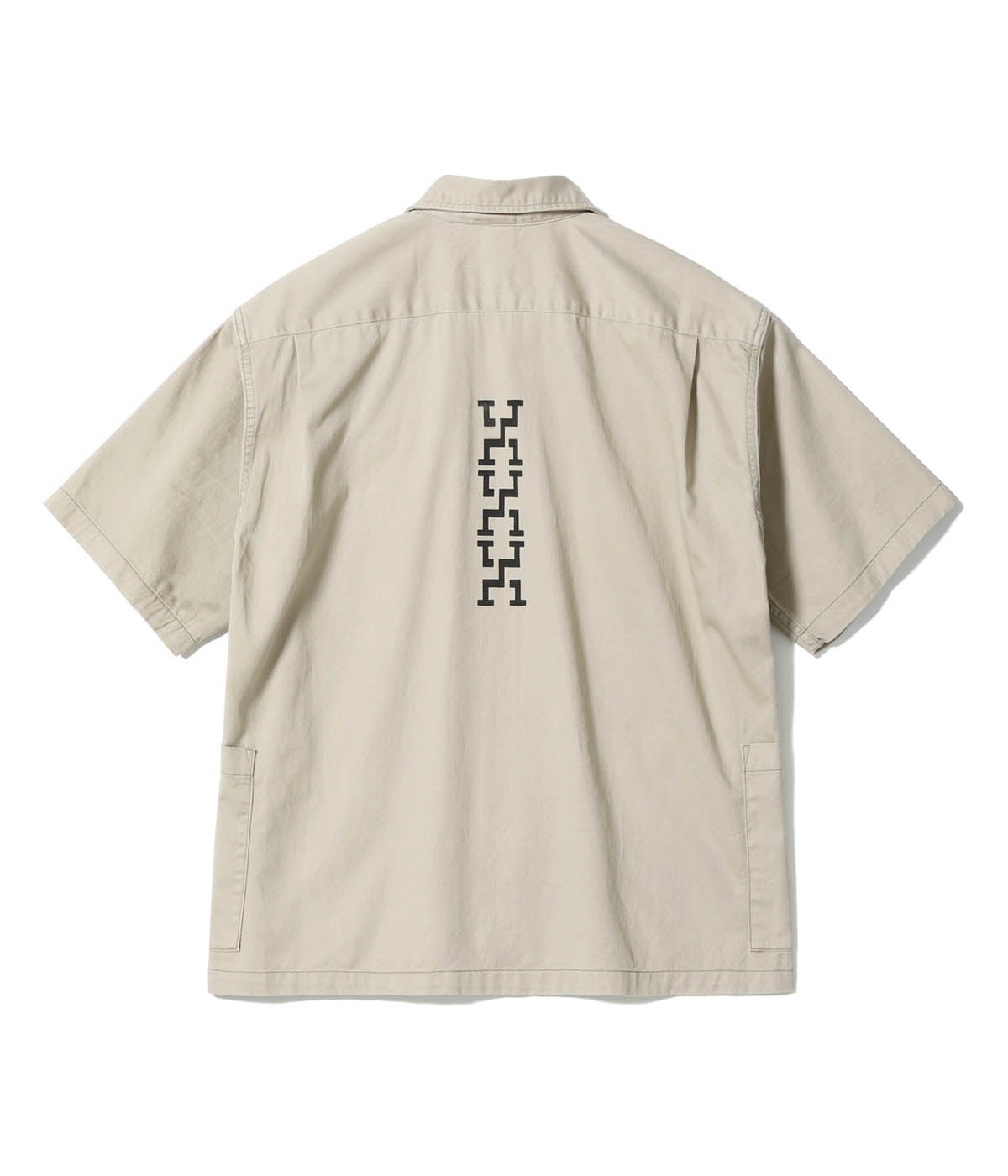 MODUCT COTTON TWILL SCRAB SHIRT with STENCIL PRINT AGING MODEL