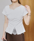 Lace Docking Draped Neck Top 【Limited Edition】