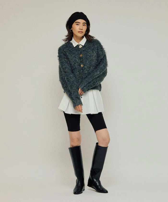 Variation Button Shaggy Knit Cardigan