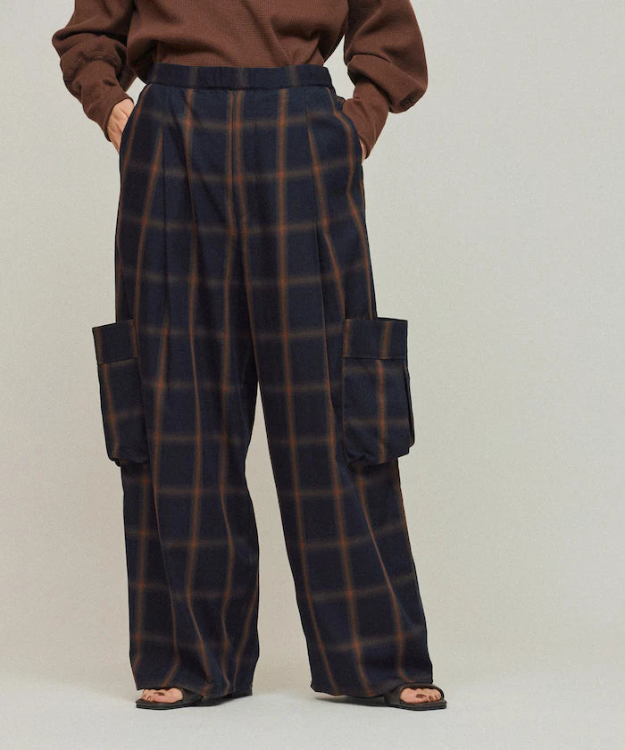 Ombre Check Easy Pants / Patch Pocket Wide Easy Pants