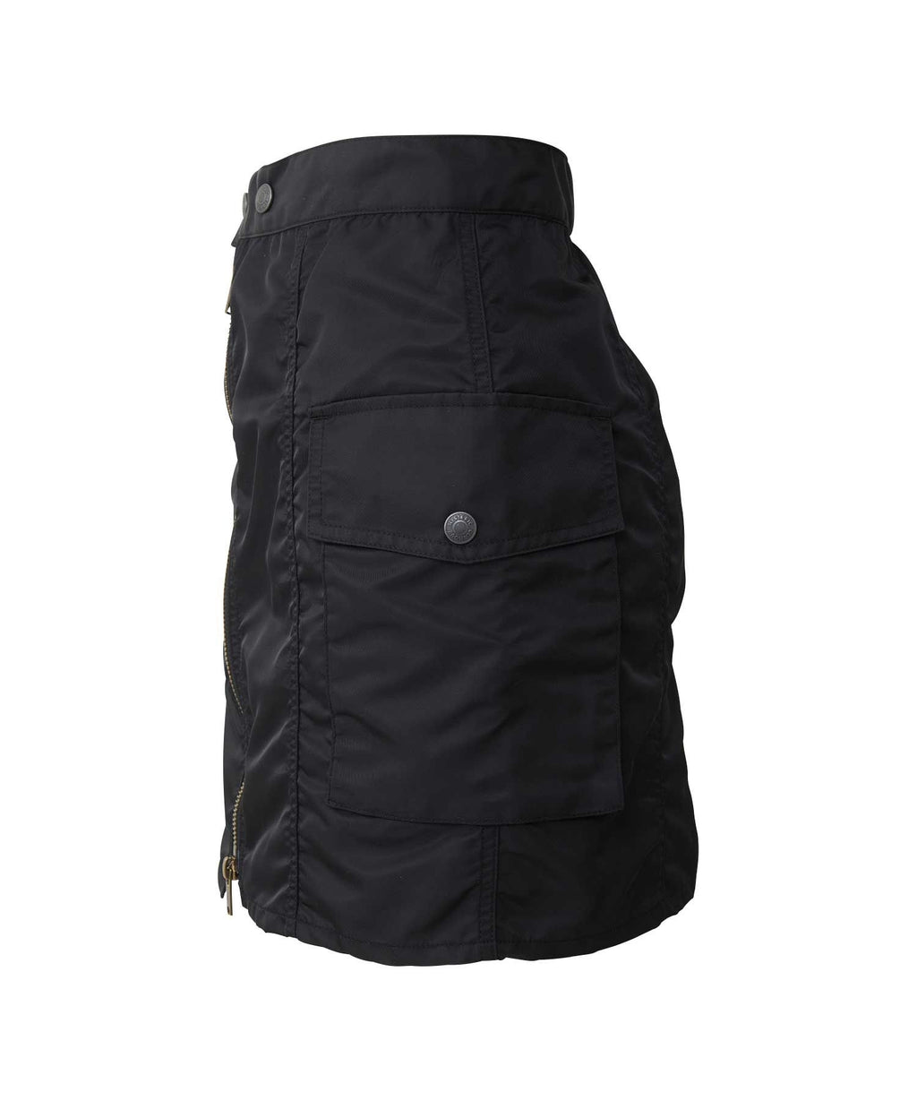 Front Zip Nylon Mini Skirt