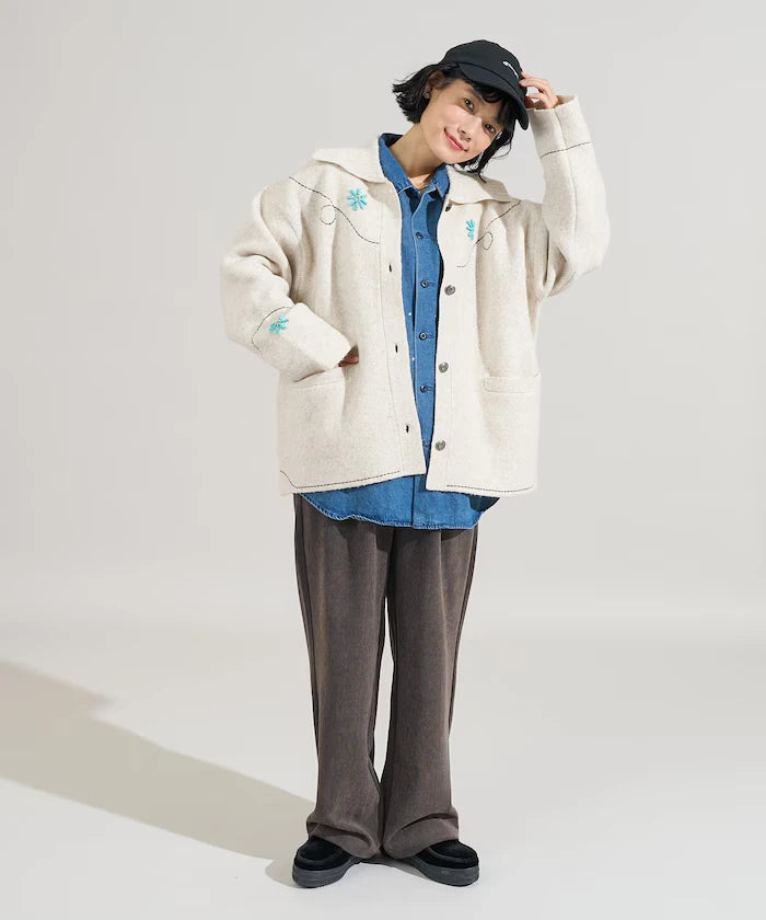 Western-Style Beaded Knit Cardigan
