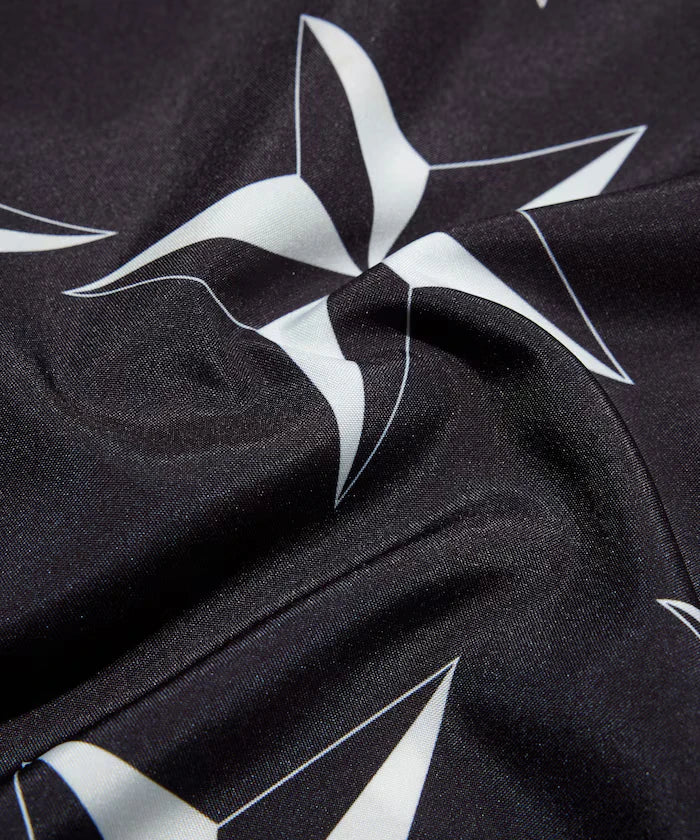 Open Collar Pattern Short Sleeve Shirt