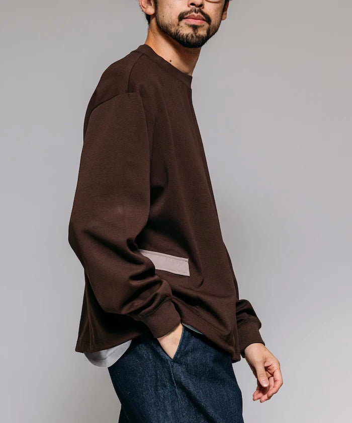 <New Color Added> Side Pocket Spindle Cardboard Crew Neck Sweatshirt