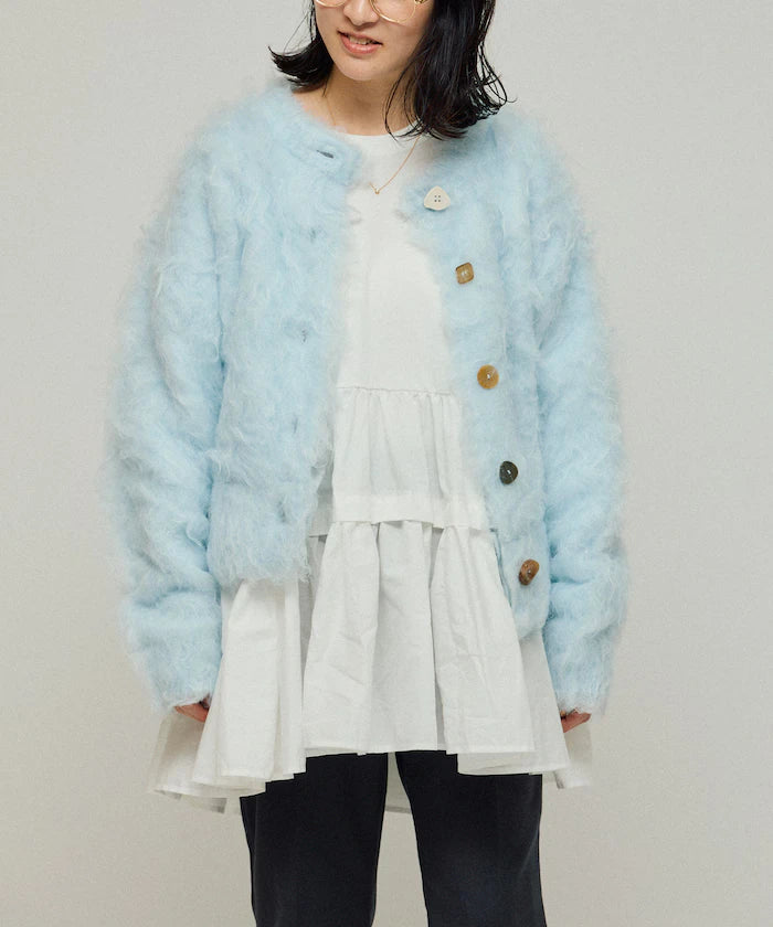 Variation Button Shaggy Knit Cardigan