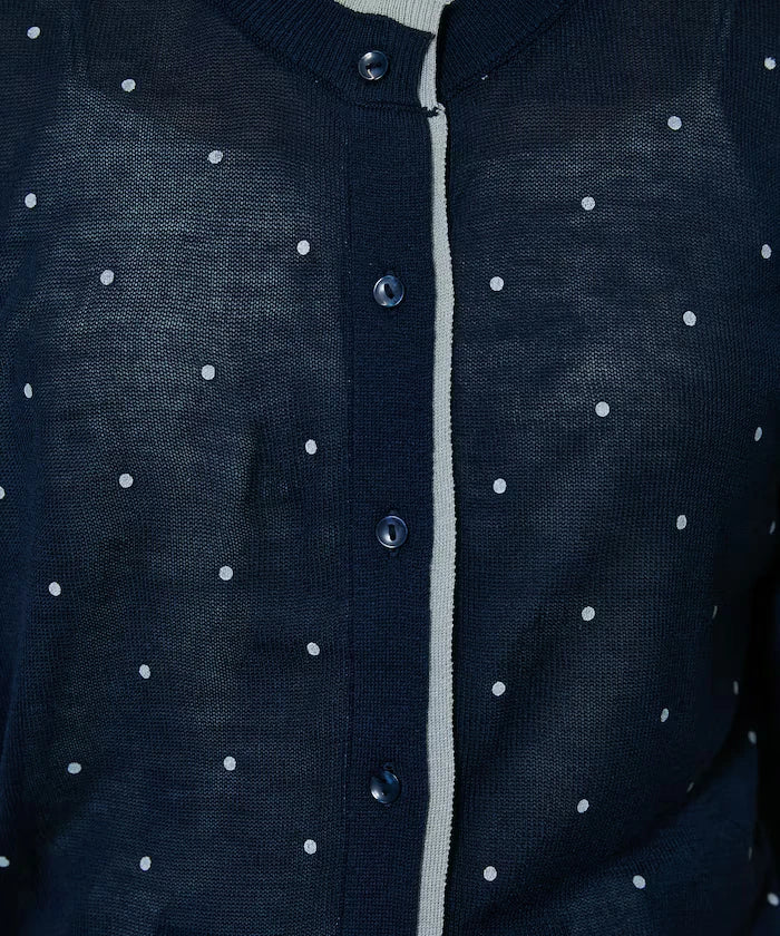 Dot Pattern Layered Short Sleeve Knit Cardigan Limited Release