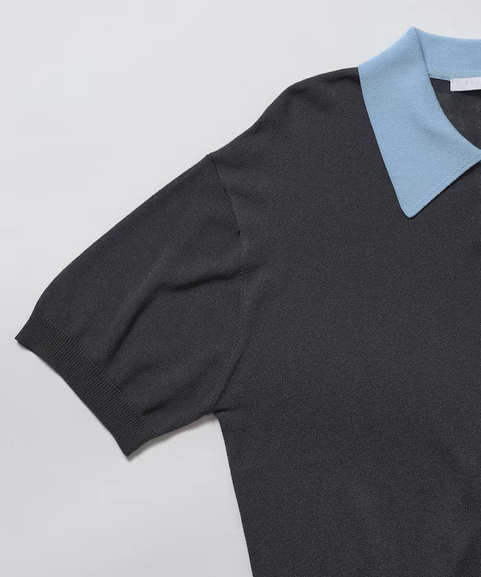 Relaxed Fit Color Design Polo Knit / Bicolor / Multi Stripe