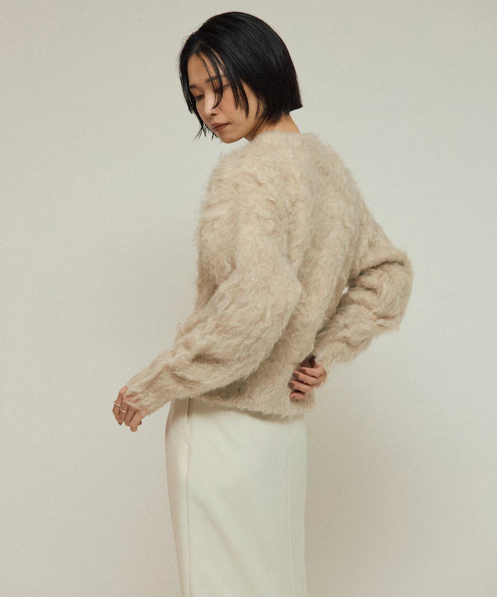 Variation Button Shaggy Knit Cardigan