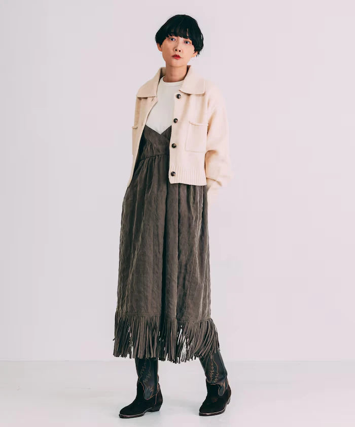 Fade-Processed Fringe Mini Dress
