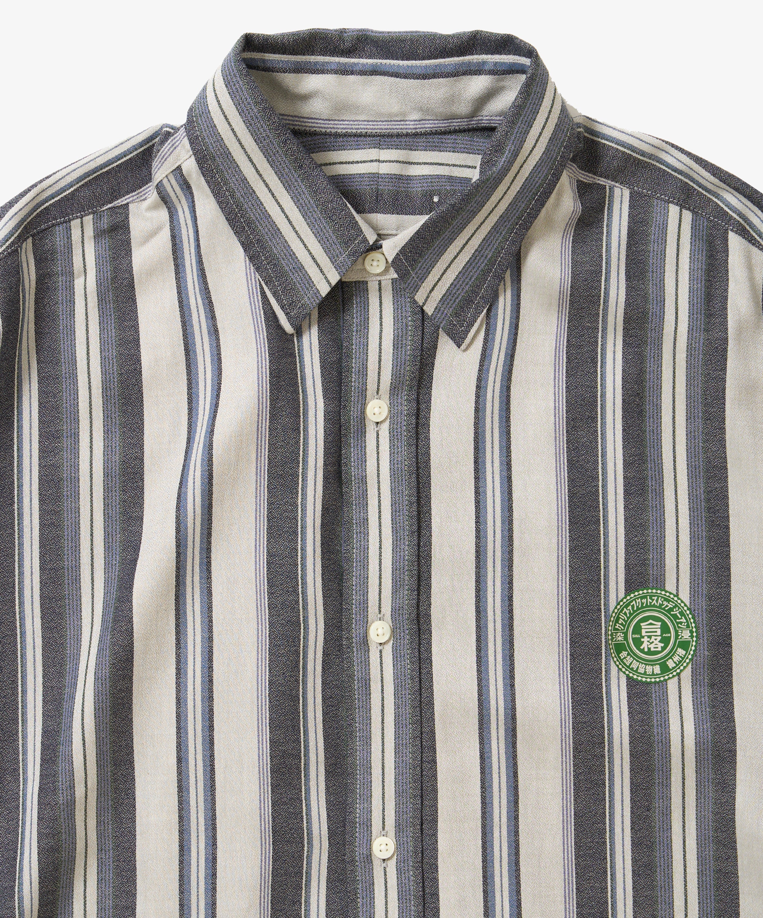 banshu ori wide shirt navy stripe