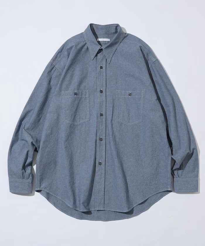 Oversized Classic Regular Collar Chambray Shirt Long Sleeve