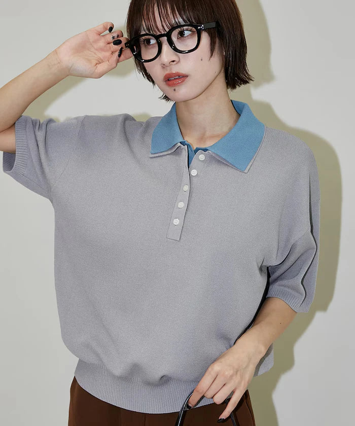 Color Scheme 2-Panel Collar Short Sleeve Knit Polo Shirt Limited Edition