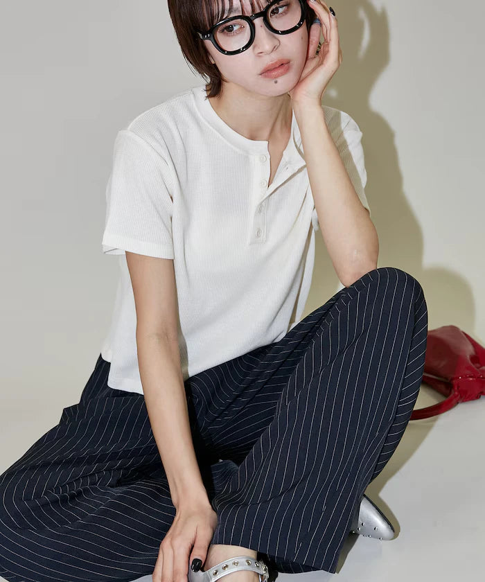 Light Waffle Henley Neck T-Shirt Limited Edition