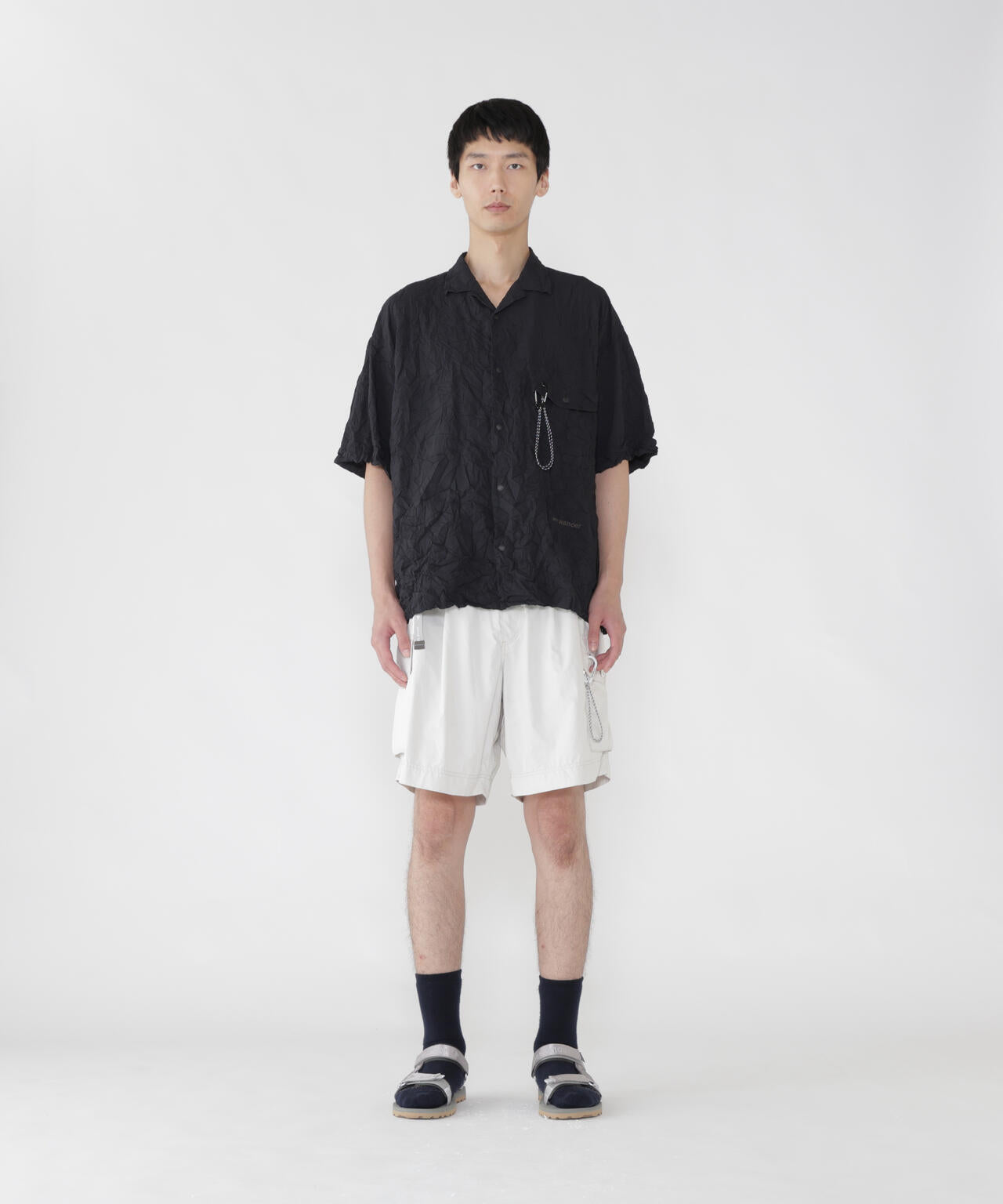 washer pleated open SS shirt (M)